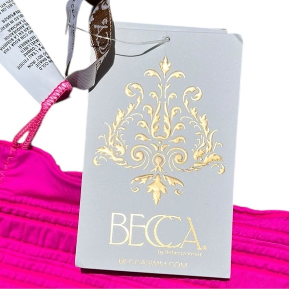 🌻NEW w/tag Becca Hibiscus Textured Adela Hipster Bikini Bottoms Size Medium - Picture 9 of 10